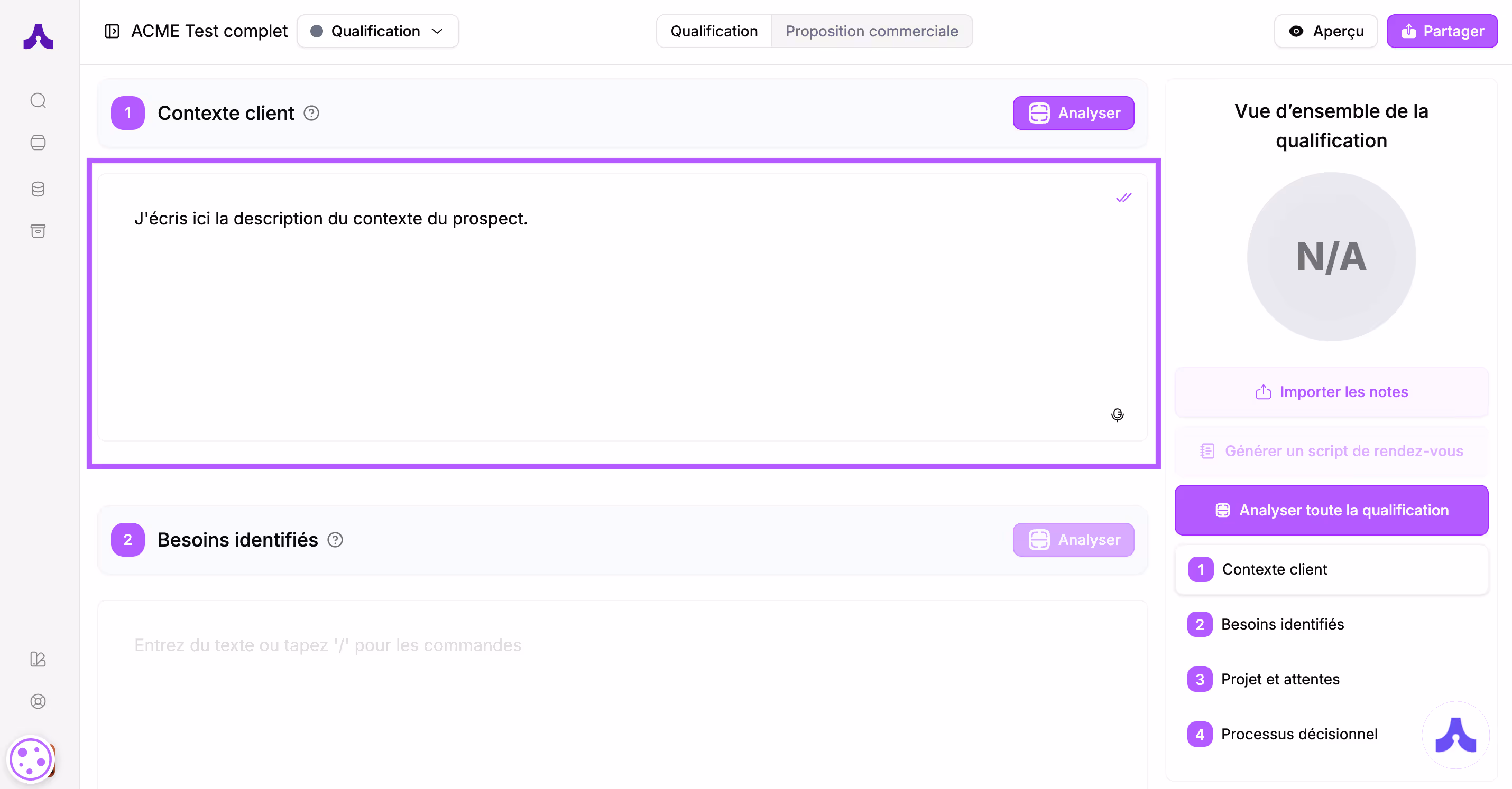 write content in the section