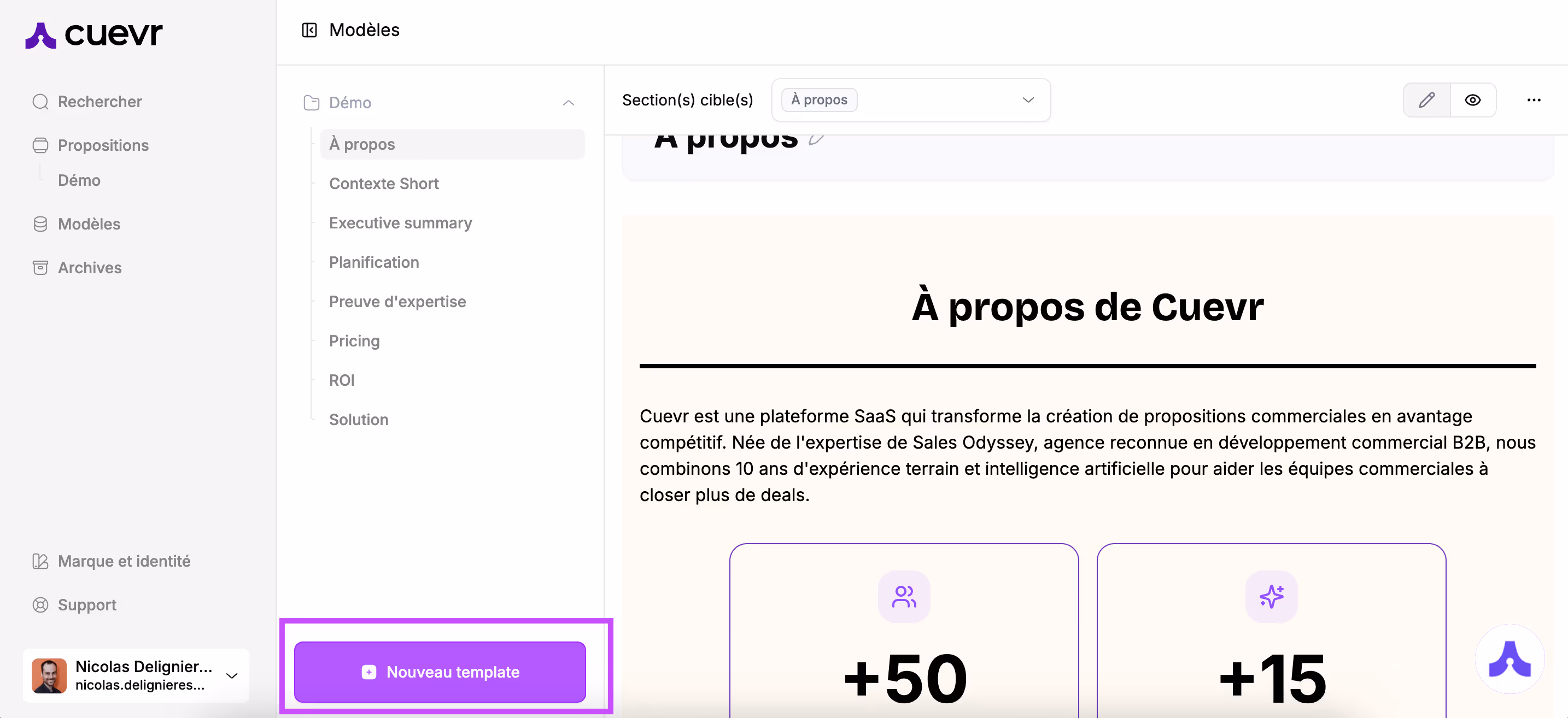 click on the template