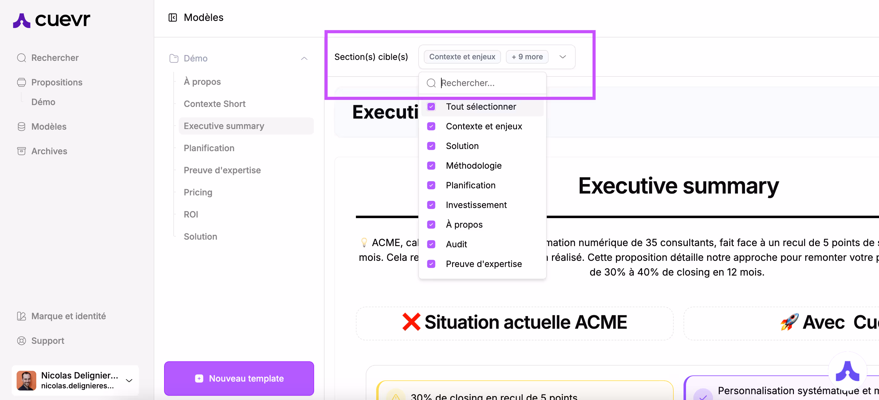 Las secciones objetivo pueden estar configuradas incorrectamente