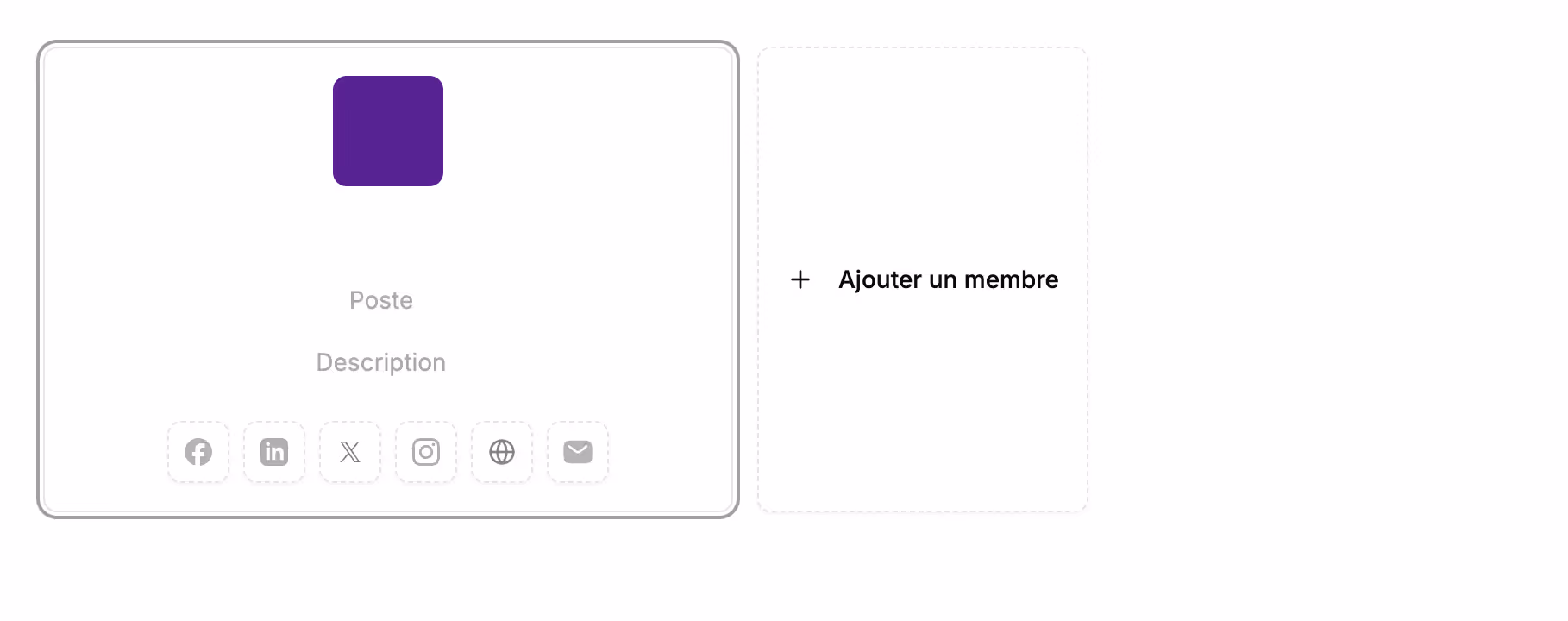 Type / and choose the "Team”block