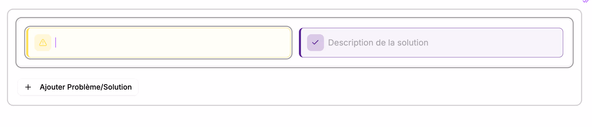 Type / and choose the "Problems/Solutions” block