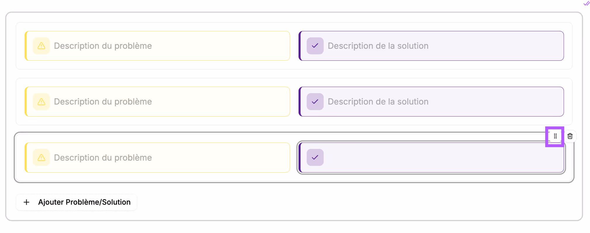 click the 6 dots to change the display order