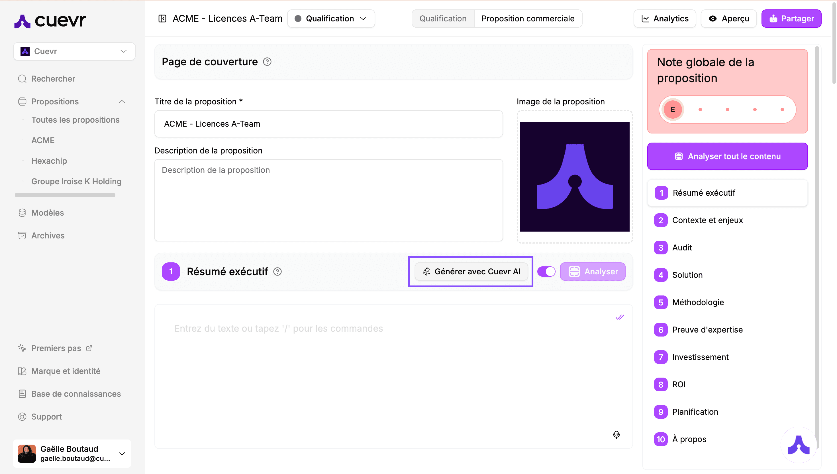 Cuevr proposal editor