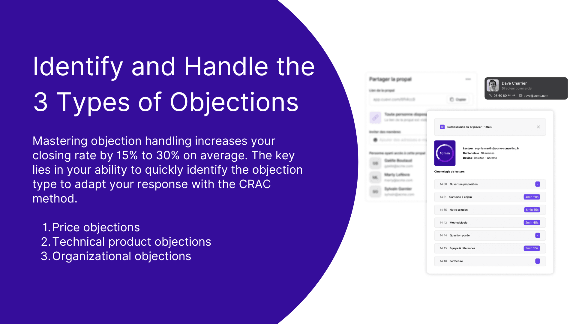 Identify and handle the 3 types of objections